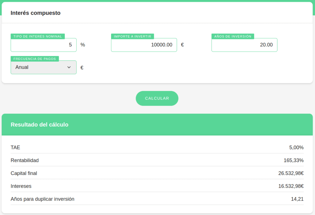 Calculadora interes compuesto